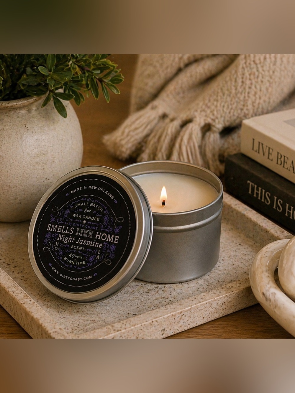 Dirty Coast “Smells Like Home” Night Jasmine Candle 8oz Small Batch New Orleans
